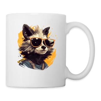 Cool sunglasses and a raccoon - Mug - white - Right