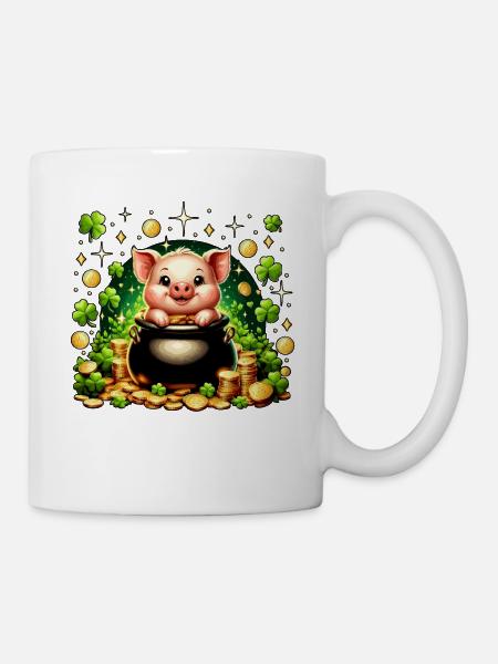 Glücksschweinchen - Tasse - Weiß