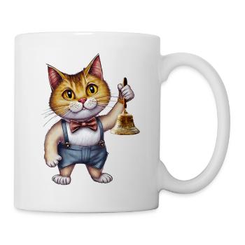 CHAT AVEC CLOCHETTE À MAIN - Mug blanc - blanc - Droite