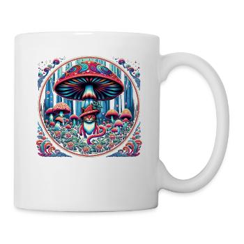 Chat psychédélique aux champignons magiques - Mug blanc - blanc - Droite