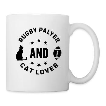 Joueur de rugby et amoureux des chats - Propriétaire de chat Rugby Playe - Mug blanc - blanc - Droite