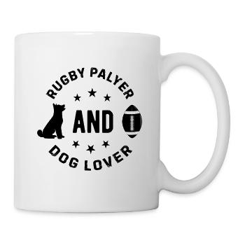 Joueur de rugby et amoureux des chiens - Propriétaire de chien Rugby Playe - Mug blanc - blanc - Droite