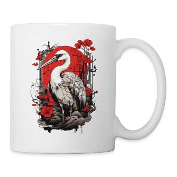 Kranich Asiatische Ästhetik Vintage Streetwear - Tasse - Weiß - Rechts