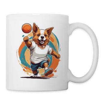Cute dog handball player streetwear - Mug - white - Right