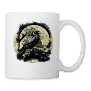 Lune, Corbeau, Corbeau, Oiseau, Occulte, Spirituel - Mug blanc - blanc - Droite
