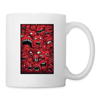 Lustige rote Monster Mischung Wimmelbild - Tasse - Weiß - Rechts
