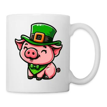 Niedliches St. Patrick Schwein Cartoon - Tasse - Weiß - Rechts