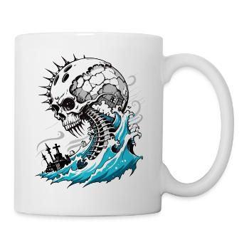 Tsunami Skull // Skull Water Wave FS0067 - Mug - white - Right