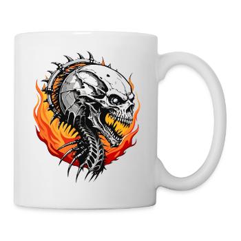 Fire Dragon Skull // Totenkopf Feuerdrache FS0099 - Tasse - Weiß - Rechts