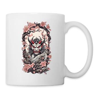 Kirschblüten Yokai Oni Japanischer Dämon Design - Tasse - Weiß - Rechts
