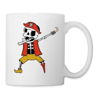 Dabbing Skelett Pirat Halloween Kostüm Kinder - Tasse - Weiß - Rechts