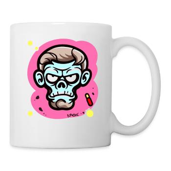 pointlessly crazy, funny cartoon monkey - Mug - white - Right