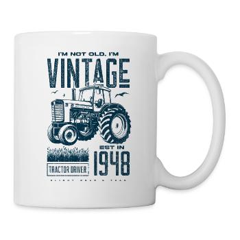 Vintage Traktor Landwirt Geburtstag Geboren 1948 - Tasse - Weiß - Rechts