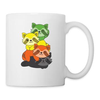 aromantic Flagge Pride LGBTQ süßer Waschbär Haufen - Tasse - Weiß - Rechts