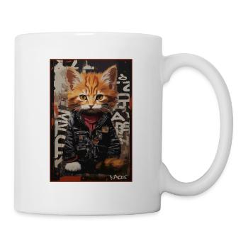 Street Art Style: Japanese Punk Cat - Mug - white - Right