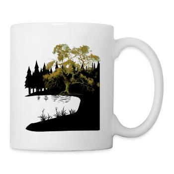Natur Baum See Wald Naturliebhaber Flora Dark - Tasse - Weiß - Rechts