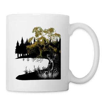 nature, deer, lake, wilderness, wild, forest animals, moose, roe deer - Mug - white - Right