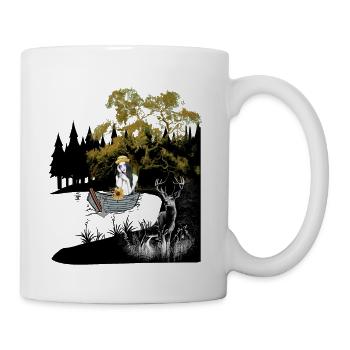 Sinnlich Mädchen Hirsch Boot Natur See Einsamkeit - Tasse - Weiß - Rechts