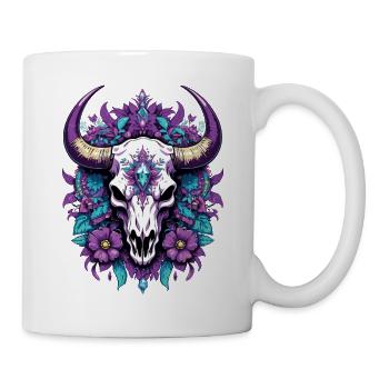 Bull Skull Feather Mandala Spiritual Design - Mug - white - Right