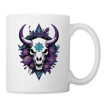 Bull Skull Feather Mandala Spiritual Design - Mug - white - Right