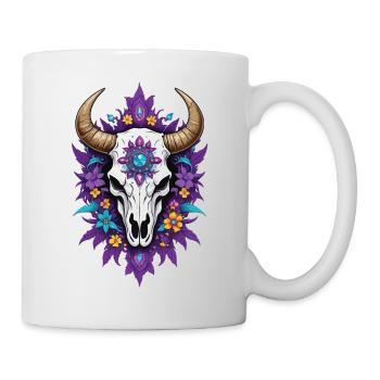 Feather Mandala Bull Skull Spiritual Design - Mug - white - Right