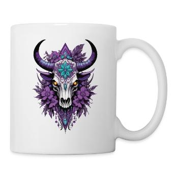 Bull Skull Feather Mandala Spiritual Design - Mug - white - Right
