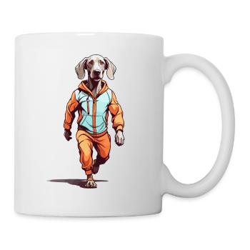 Weimaraner Streetwear Joggen Ästhetischer Fitness - Tasse - Weiß - Rechts