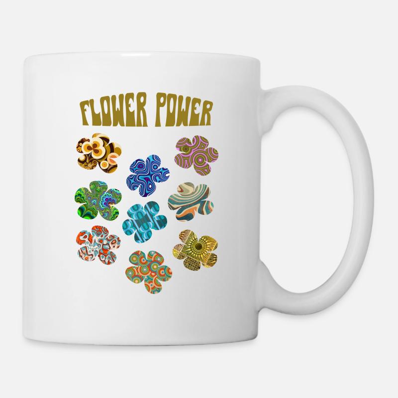 Flower-Power-Retro-Muster - Tasse - Weiß
