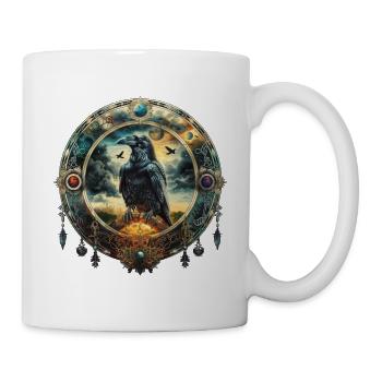 Mystical Raven, Emblem, Symbolism, Magic, Fantasy - Mug - white - Right