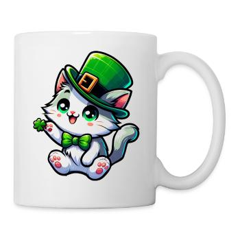 St. Patricks Day Katze Cartoon - Tasse - Weiß - Rechts