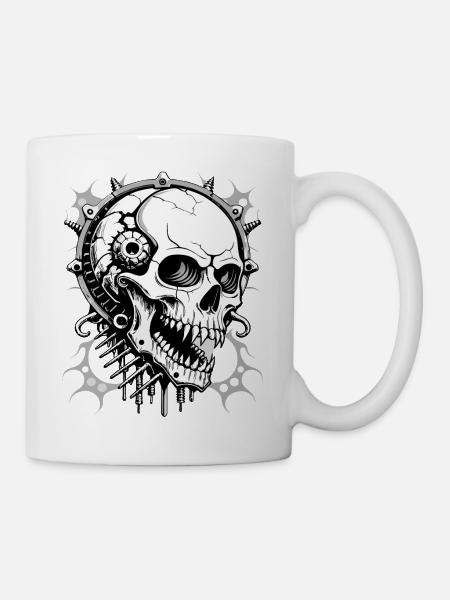 Metal head Skull // Totenkopf Metall Kopf FS0121 - Mug - white