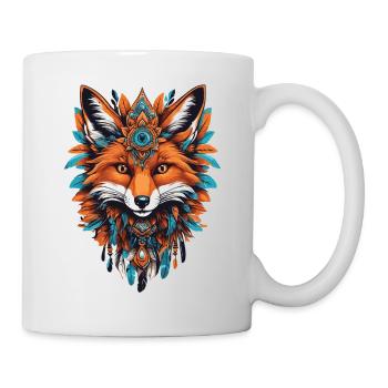 Fuchs Spirituelles Mandala Tier Traumfänger Design - Tasse - Weiß - Rechts