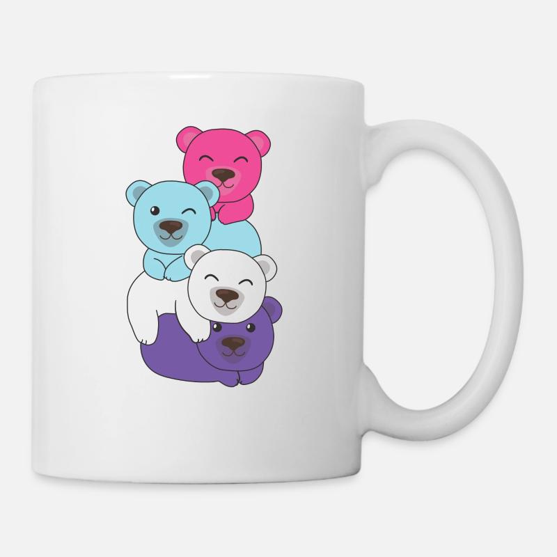 Multisexuel Drapeau Fierté LGBTQ Ours Mignons Bouquet - Mug blanc - blanc