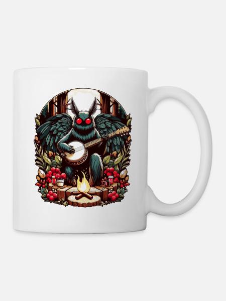 Mothman mit Gitarre - Tasse - Weiß