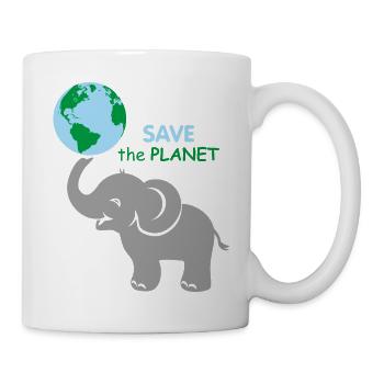 Baby elephant holding the globe - Mug - white - Right