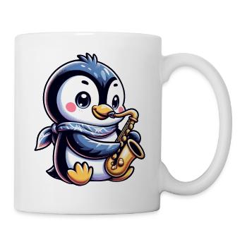 Jazz Pinguin Saxofonist Musik Saxofon - Tasse - Weiß - Rechts