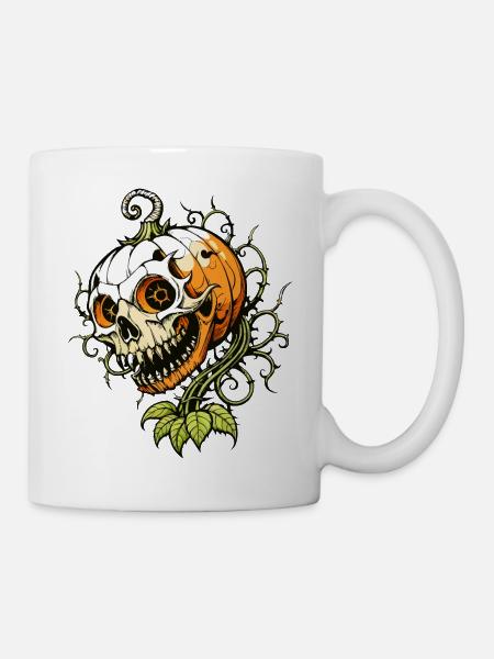 Pumpkin Skull / Totenkopf Halloween Kürbis FS0138 - Mug - white