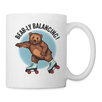 Ours Roller Skating « Bear-ly Balancing ! » - Mug blanc - blanc - Droite