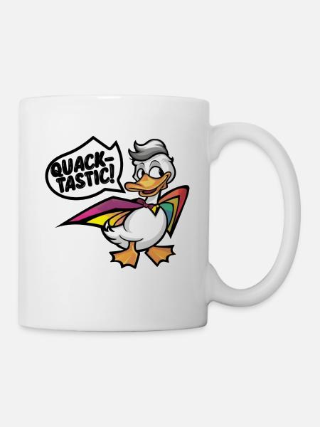 Ente Superheld Quacksalber Kunstdruck - Tasse - Weiß