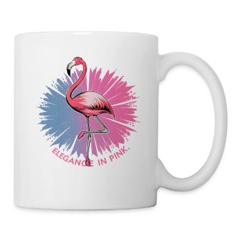 Un flamant rose faisant du ballet avec la légende « Elégance - Mug blanc - blanc - Droite