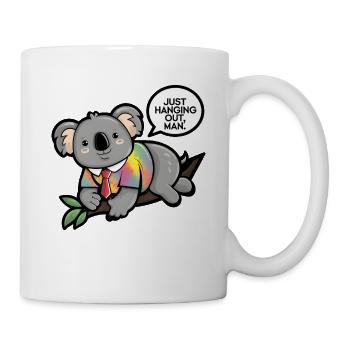 Koala im Batik-T-Shirt: Just hangin' out man! - Tasse - Weiß - Rechts