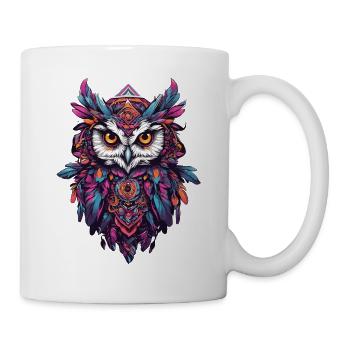 Eule Spirituelles Mandala Tier Traumfänger Design - Tasse - Weiß - Rechts