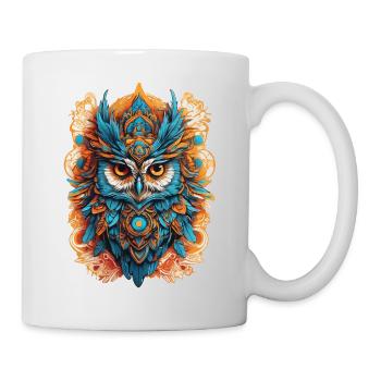 Eule Spirituelles Mandala Tier Traumfänger Design - Tasse - Weiß - Rechts