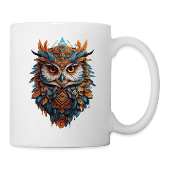 Eule Spirituelles Mandala Tier Traumfänger Design - Tasse - Weiß - Rechts