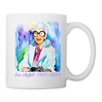 Iris Apfel,bunt, Graffiti, illustration, Aquarell - Tasse - Weiß - Rechts