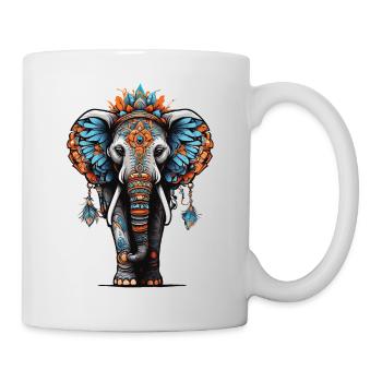 Elefant Spirituelles Mandala Traumfänger Design - Tasse - Weiß - Rechts