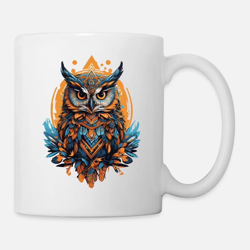 Eule Spirituelles Mandala Tier Traumfänger - Tasse - Weiß