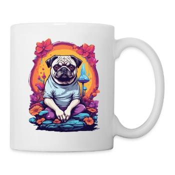 Pug Dog Festival de musique de champignons forestiers psychédéliques - Mug blanc - blanc - Droite