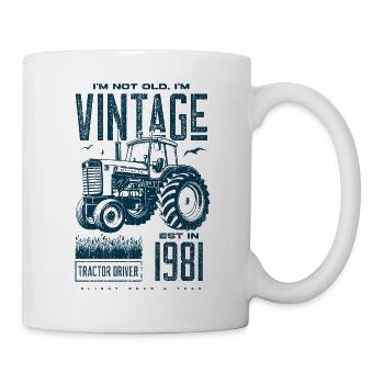 Vintage Traktor Landwirt Geburtstag geboren 1981 - Tasse - Weiß - Rechts