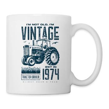 Vintage Traktor Landwirt Geburtstag geboren 1974 - Tasse - Weiß - Rechts
